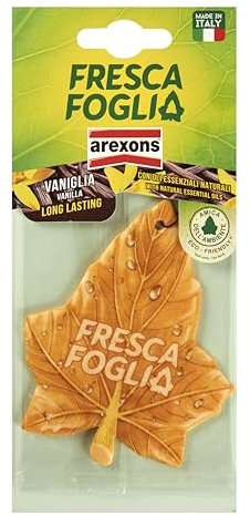 AREXONS 1631 Fresca foglia Classic Vaniglia, Profumatore Auto in Cartonfeltro, Profumatore Ambiente Auto con Regolazione di Profumazione, Facile dosaggio