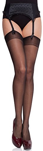 Merry Style Calze Reggicalze per Donne Trasparenti, Calze per Reggicalze, Modello MS 226 15 DEN (Nero, XL-XXL)