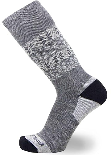 Pure Athlete Kids Alpaca Ski Socks – Warm Wool Ski Sock for Boys and Girls – Skiing, Snowboarding, Cold Weather, Winter (Gray - 1 Pair, XS/S)