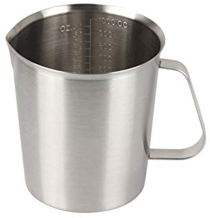 Kitchnexus Messbecher Edelstahl 1L, Milchkännchen Messkanne Milk Pitcher für Küche Kaffee Latte Cappuccino