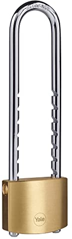 Yale Lucchetto in ottone Y110B/50/126/1 corpo 50mm, arco regolabile e rimuovibile in acciaio, 3 chiavi