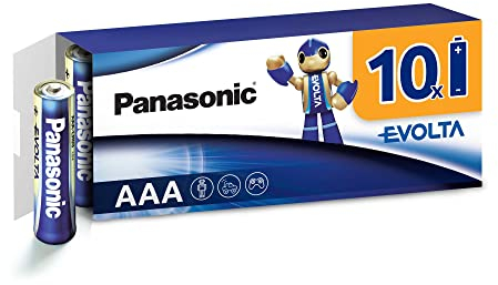 Panasonic EVOLTA Pile alcaline, AAA micro LR03, paquet de 10 dans un emballage sans plastique, 1,5 V, pile Premium avec une puissance particulièrement longue durée, alcaline.