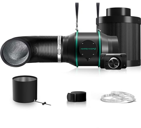 MARS HYDRO 150mm Rohrventilator & Filter-Set – 402 CFM Abluftventilator für Grow-Zelte, Hydroponik, Rauchabzug | Rohrlüfter, 150mm Abluftventilator, Grow-Abluft, Rauchabzug Ventilator