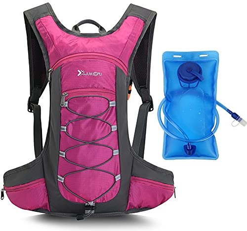 CLAPE Trinkrucksack mit Trinkblase 2L Fahrradrucksack Outdoor Rosa | Ultraleichter Wasserrucksack mit atmungsaktivem Rücken für Radsport, Wandern, Laufen und Camping, wasserabweisend