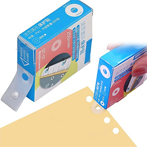 Etiquetas adhesivas autoadhesivas de refuerzo para agujeros de papel, paquete de 250 unidades, impermeables, autoadhesivas, para oficina, escuela, hogar