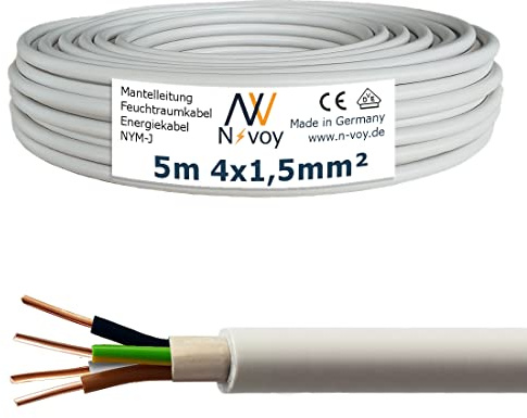 NYM-J 4x1,5 mm² 5m Mantelleitung Installationskabel Stromkabel nach DIN VDE 0250 M151