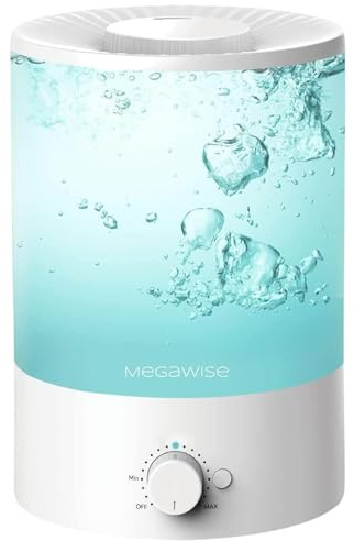 MegaWise Topfill 7-färgad nattljus luftfuktare för barnsovrum med 3,5 l stor kapacitet, inget läckage Design Fine Mist Output Auto Shutoff, eterisk olja säker tank