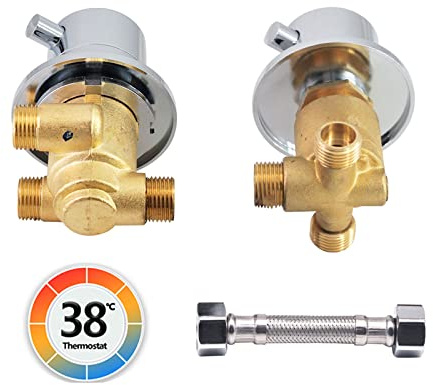 Thermostatische Mischbatterie, Duscharmatur, 2/3/4 Wege, Messing, Mischbatterie, Duschkabine, Gewinde/Intubation, Keramik-Kartusche, für Kabine oder Hamam, G1/2 Zoll Screw 2 Way