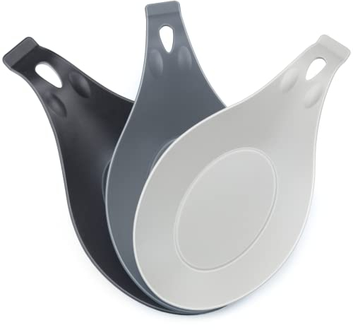Löffelablage für Herdplatte, 3 Stück, großer Silikon-Löffelhalter für Küchentheke, Kaffeelöffelablage, hitzebeständiger Kochlöffelhalter, perfekte Küchenhelfer für Küchenutensilien, Spatel, Zange,