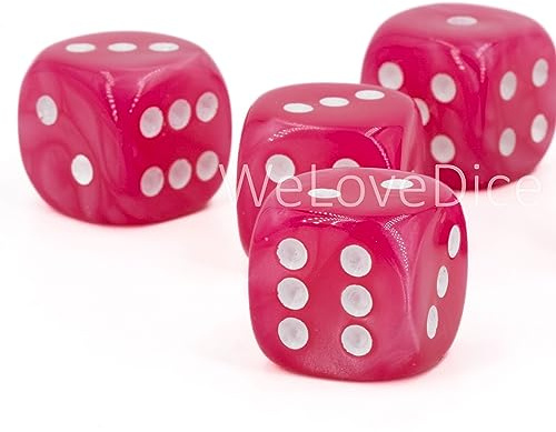 XL W6 Würfel (20mm) in Pink/Weisse Punkte - Made in Germany - WeLoveDice - 5 Stück
