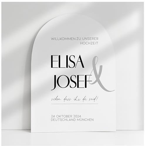 Willkommensschild Acrylglas | 5mm stark | Weiß Matt personalisiert - Made in Germany - Welcome Willkommen Schild für Hochzeit (80x55cm)