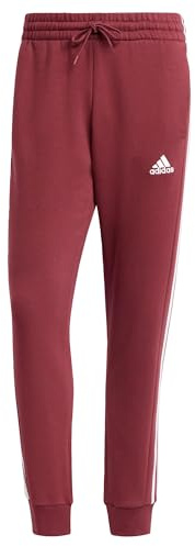 adidas För Män Essentials Fleece 3-Stripes Tapered Cuff Pants, shadow red, M
