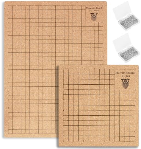 Sattie Macrame Board 8x8in/12x16in Double Sided Wooden Craft Board with 100 T Pins for DIY Bracelet Project, Knotting String, Jewellery Making