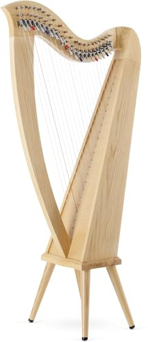 Classic Cantabile H-22LG Keltische Harfe 22 Saiten - Celtic Harp mit 22 Saiten und Füßen - In Es-Dur - Mit Premium-Halbtonmechanik - Eschenholz - Inkl. Tasche und 2 Stimmschlüssel - Höhe: 106,5 cm
