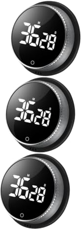 LIFKOME 3piezas Temporizador De Cocina Giratorio y Temporizador para Gimnasio Cronómetro para Gestión del Estudios y Ejercicios Sin Batería para Cocinar y Controlar Actividades