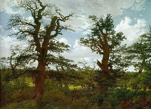 Toperfect 5 berühmte Gemälde, Landschaft mit Eichen und einem romantischen Jäger von Caspar David Friedrich, handgemachte Ölkunst auf Leinwand, 07, €50-2000, handgemalt von Lehrern der Kunstakademien