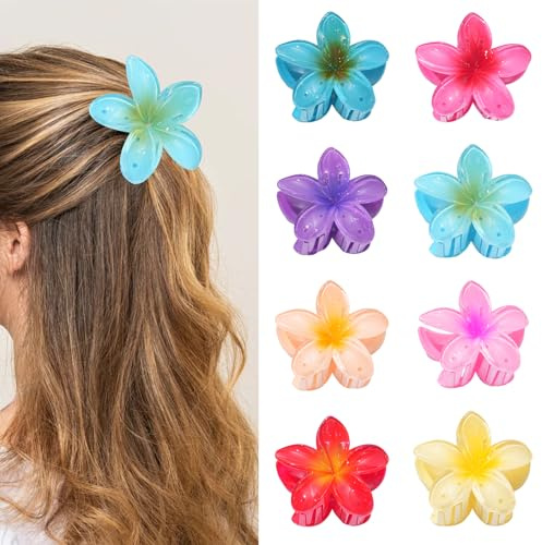 Xmart 8 Stück Blumen Haarklammer Anti-Rutsch Blumen Klammer 8 Farben Groß Haarklammer Bunt Anmut Egg Flower Hair Claw Clips Anwendbar Auf Haarstyling-Accessoires für Damen