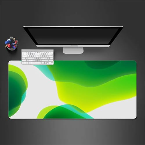 QiHon Mauspad Groß Gaming Grün Weiß Mousepad XXL 600x300x2mm rutschfeste Schreibtischunterlage Gaming Tastatur Matte Abwaschbar für PC Zuhause Büro