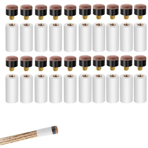 SJUNJIE 20 Stück 12 mm Billard-Queue-Spitzen,Pool-Queue-Spitzen,Ersatz-Schraubspitzen Mit Billard-Queue-Zwinge,Billard-Queue-Ersatzspitzen,Geeignet für Billard-Queues und Snooker