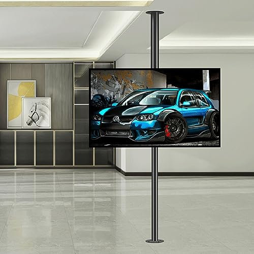 TV-Bodenständer - LCD-TV-Bodenständer mit 360 Grad drehbarem Rahmen, drehbares Trennwandgestell, drehbarer TV-Schrank, verstellbare, neigbare und schwenkbare TV-Deckenhalterung, passend für 32-75-Zol