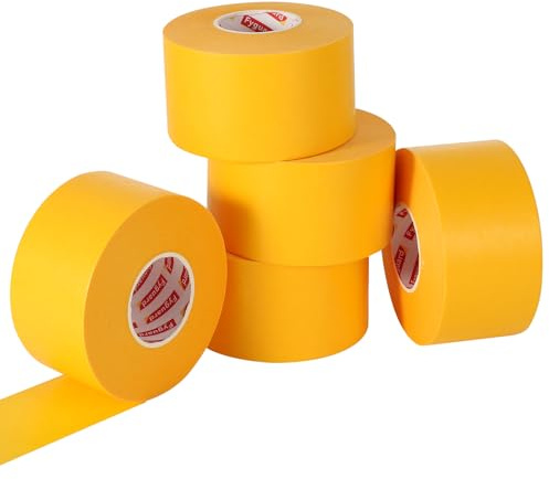 Fyguard 5 Rolle Goldband Malerkrepp, 48mm x 50m Malerband Papierklebeband Goldenes Abklebeband Hitzebeständig für Sauberer Kanten und Klares Abkleben