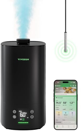VIVOSUN AeroStream H05 Intelligent Wi-Fi Humidifier, 1.32 Gal / 5 L Humidifier with Temp & Humidity Probe, Smart Remote Control, Designed for Growers