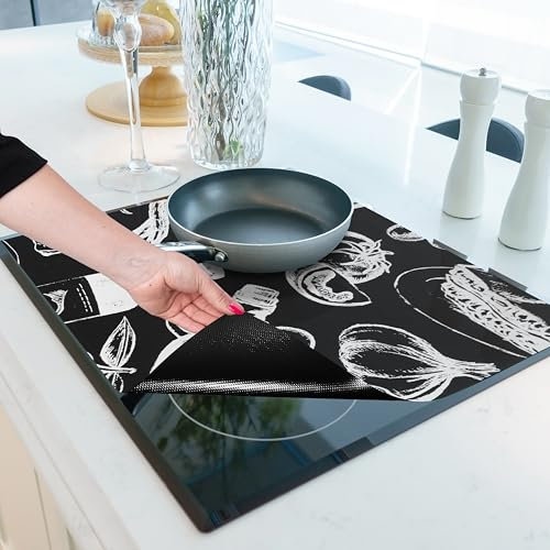 HomeMakers Tapis de protection pour plaque à induction avec fonction de cuisson | Grand 61 x 53 cm | Housse en silicone résistant aux rayures et aux déversements | Surface antidérapante | Facile à