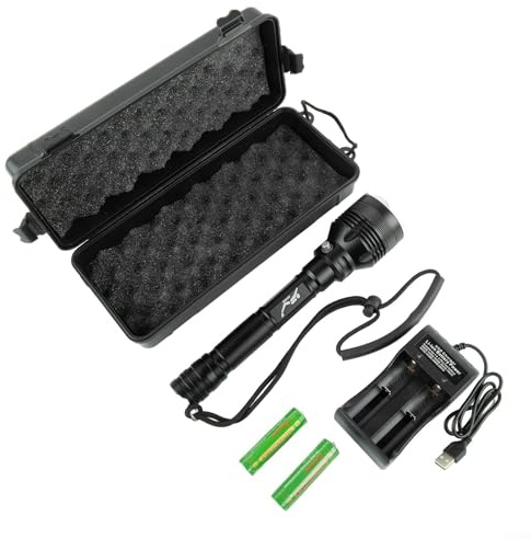 Torcia impermeabile IPX8 per immersioni subacquee con luce a LED, 80 m, torcia subacquea profonda in lega di alluminio, con cinghie regolabili (C)