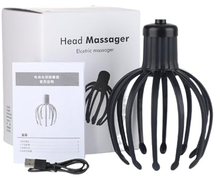 Octopus Kopfmassagegerät, Octopus Claw Scalp Massagegeräte, 18 x 12 cm, elektrisches Kopfhautmassagewerkzeug, Stressabbau, Entspannung, Spa-Gadget, beruhigende Vibration, und Arbeitsanwendung