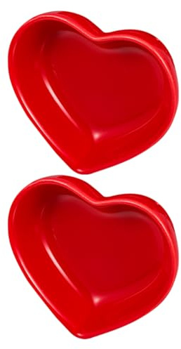 Ipetboom Heart Shaped Ceramic Dipping Sauce Dish Small Bowls for Soy Sauce and Condiments 2pcs Red Multi-Purpose Small Heart Bowl Set for Sushi and Snack Serving