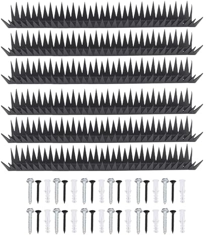 ZJchao Picchi di Parete Deterrente Animale Picchi Anti -Climb Pickes Metal Ginkes 6 Pacco Acciaio a Carbone Pesante con 12 Viti 12 Tubi di Espansione per la Sicurezza Esterna a Casa