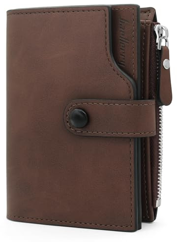 HNOOM Portefeuille Homme RFID Bloquant Porte Monnaie Cuir PU Porte Feuille avec 17 Porte Carte, Portefeuille Vertical pour Hommes avec Porte Monnaie Zippé (Marron Foncé)