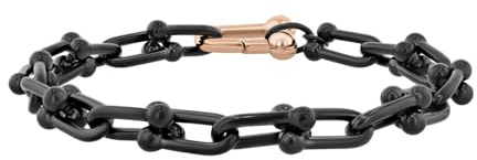 Pulsera de eslabones de acero inoxidable con grillete negro y rosa