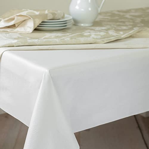 Benson Mills Deluxe Heavy Duty Vinyl Table Pad, Premium Table Protector, Waterproof with Flannel Backing, Quilted Design and Customizable (Off-White, 52 X 70 Rectangular)