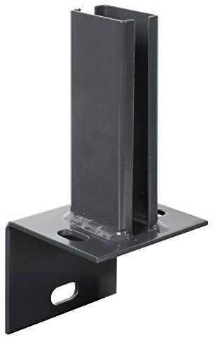 Alberts 686994 Pfostenträger für Zaunpfosten auf L-Randsteinen | zum Aufschrauben | feuerverzinkt, anthrazit kunststoffbeschichtet RAL 7016 | Platte 94 x 100 mm | für Pfosten 60 x 40 mm