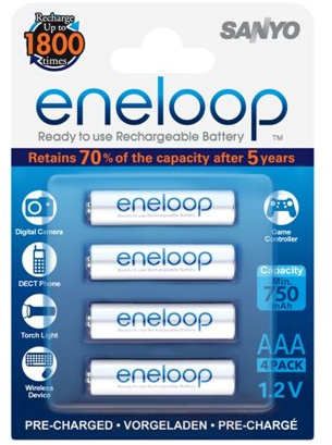 Sanyo eneloop AAA ReadytoUse Micro NI-MH Akku HR-4UTGB-4BP (750 mAh, 4er Pack)