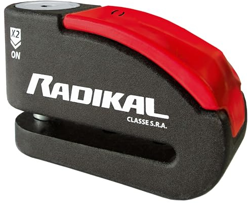 RADIKAL RK15 Premium Motorcycle Disc Lock with Alarm | Optional Activation, 120 dB, LED Alert, Warning Pre-Alarm | SRA Approved Anti-Theft Brake Disc Lock, Double Locking 14 mm Hardened Steel