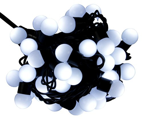 LED Lichterkette Außen mattierte Kugeln 6,5 m, 50 LED weiss Partylichterkette Partylicht Partybeleuchtung Deko Beleuchtung