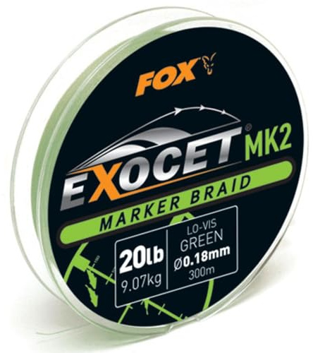 Fox Exocet MK2 Marker Braid 0,18mm 9,07kg 300m Green - Angelschnur für Markerrute, Schnur zum Loten, Karpfenschnur