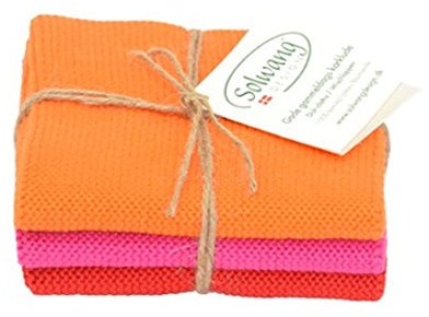 Solwang Putzlappen Pink Orange Rot gestrickt Wischlappen Baumwolle Wischtücher Edelstahl