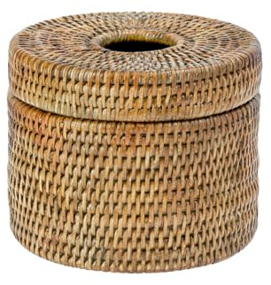 KOUBOO La Jolla Toilet Paper Roll Cover | Wicker Bathroom Decor | Freestanding Toilet Paper Storage, Basket with Lid, Bathroom Essentials, Decorative Tissue Holder, Honey Brown