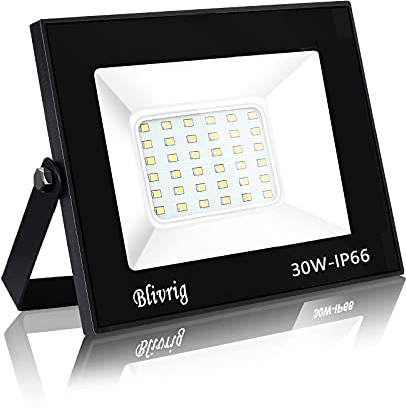Blivrig 30W LED Strahler Außen,3000LM Superhell Außenstrahler, IP66 Wasserdicht LED Fluter, 6000K Kaltweiß Flutlicht, Aussenlampe für Gärten, Innenhöfe, Garage, Hotel