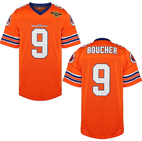 EETUG Villa The Waterboy Football Jersey #9 Bobby Boucher 50th Anniversary Stitched Movie Football Jerseys Men S-XXXL, Orange, Large