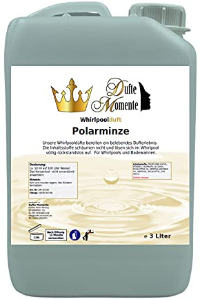 Dufte Momente | Whirlpool Duft Polarminze (Eukalyptus, Menthol, Minze) 3 Liter | Badezusatz | mit naturreinen und natürlichen ätherischen Ölen | kein Schaum | vegan und ohne Tierversuche