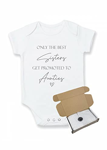 'Only The Best Sisters Get Promoted to Aunties' | Babyannons väst bodysuit (graviditetsavslöjande) - presentinslagen i låda