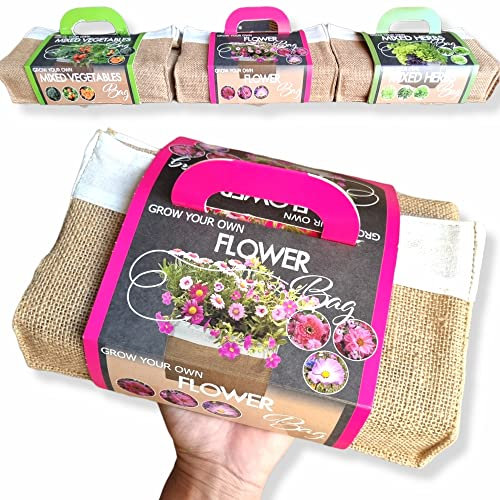 ANTEVIA - Kit de culture fleurs d'été rose| Jardin potager prêt à pousser| Contenu : Sac - Graines de fleurs d'été roses - Notice - Terreau... (Bag mixed flower)