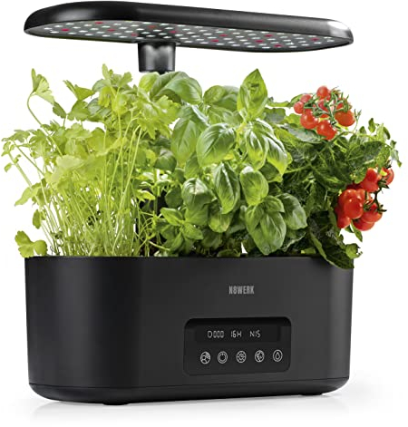 N8WERK Hydroponisches Anzuchtsystem mit imitiertem Tageslichtspektrum | Inkl. 14 Pflanzschwämmen, 14 Samentöpfen, 7 Anzuchthauben & Dünger | Höhenverstellbar | Automatische Bewässerung