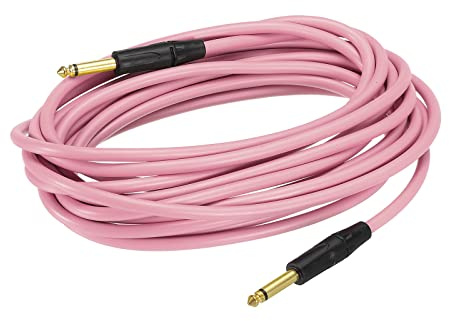 sourcing map Guitar Instrument Cable 19.69 Feet 1/4 Inch to 1/4 Inch TRS Straight to Straight Angle Electric Bass Cable Cord for Guitar Bass Pink