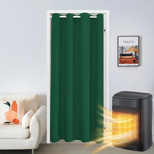 SK Studio Doorway Curtain Blackout Closet Curtains Thermal Insulated Privacy Grommet Door Curtains for Room Divider, Hallway, Window Dark Green, 59 W x 71 H