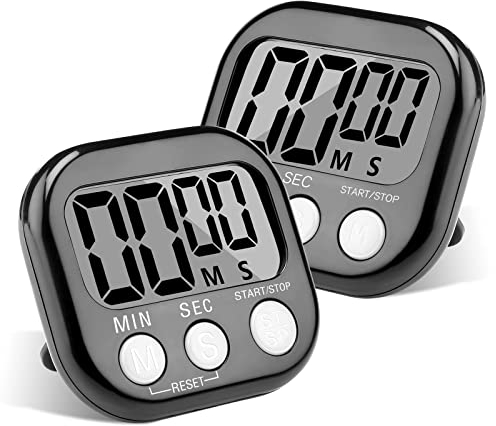 2 Farben Küchentimer Digital, Digitaler Magnetisch Stoppuhr Timer mit Magnet, Stehen Klein Kinder Time Timer, Minuten Countdown Kurzzeitwecker für Kitchen, Schule, Küche, Sport, Gym 2 Stück Schwarz